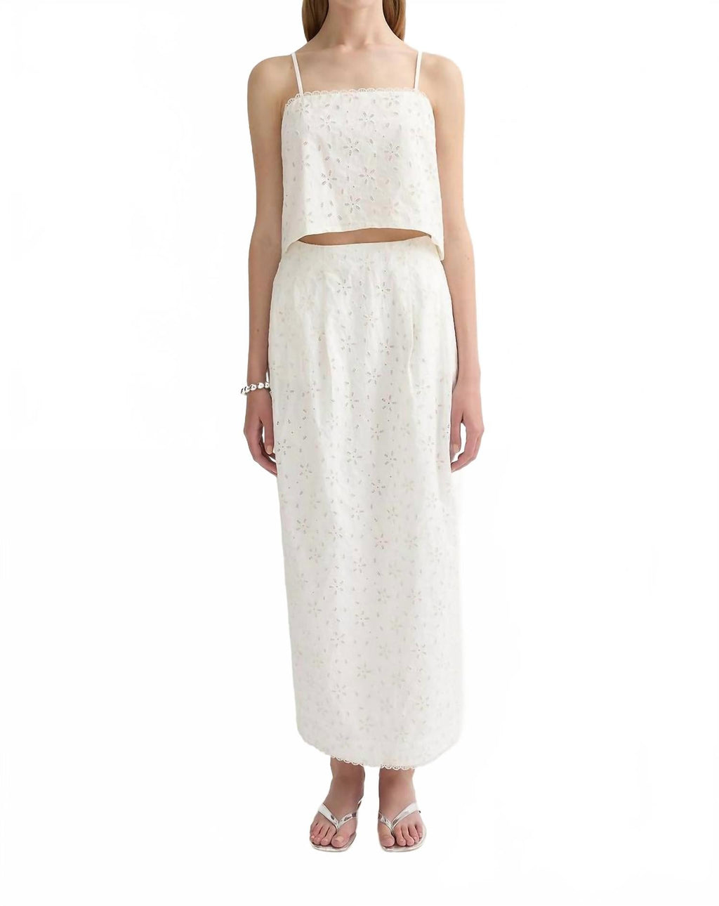 Salma Column Maxi Skirt In Vintage White
