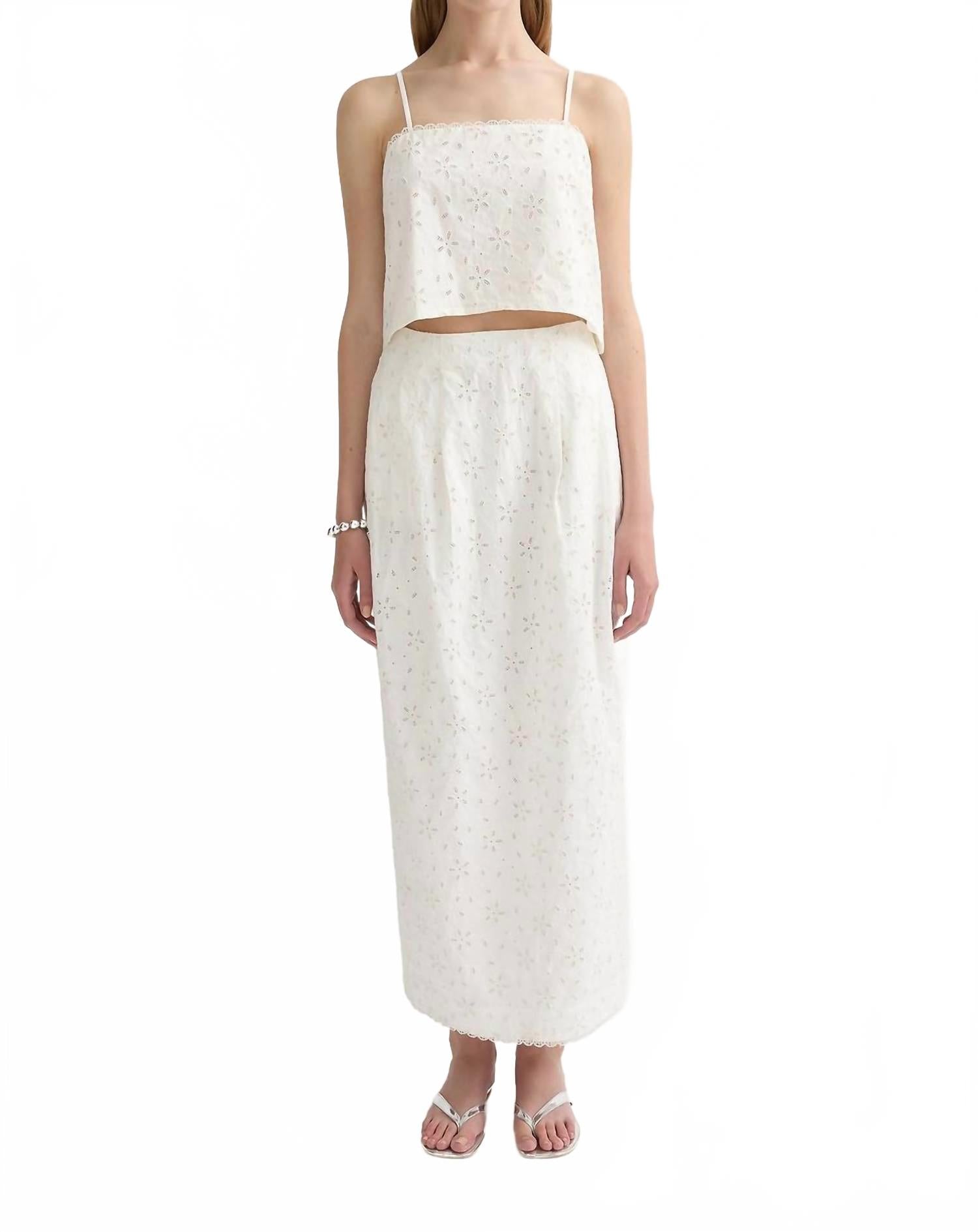Salma Column Maxi Skirt In Vintage White