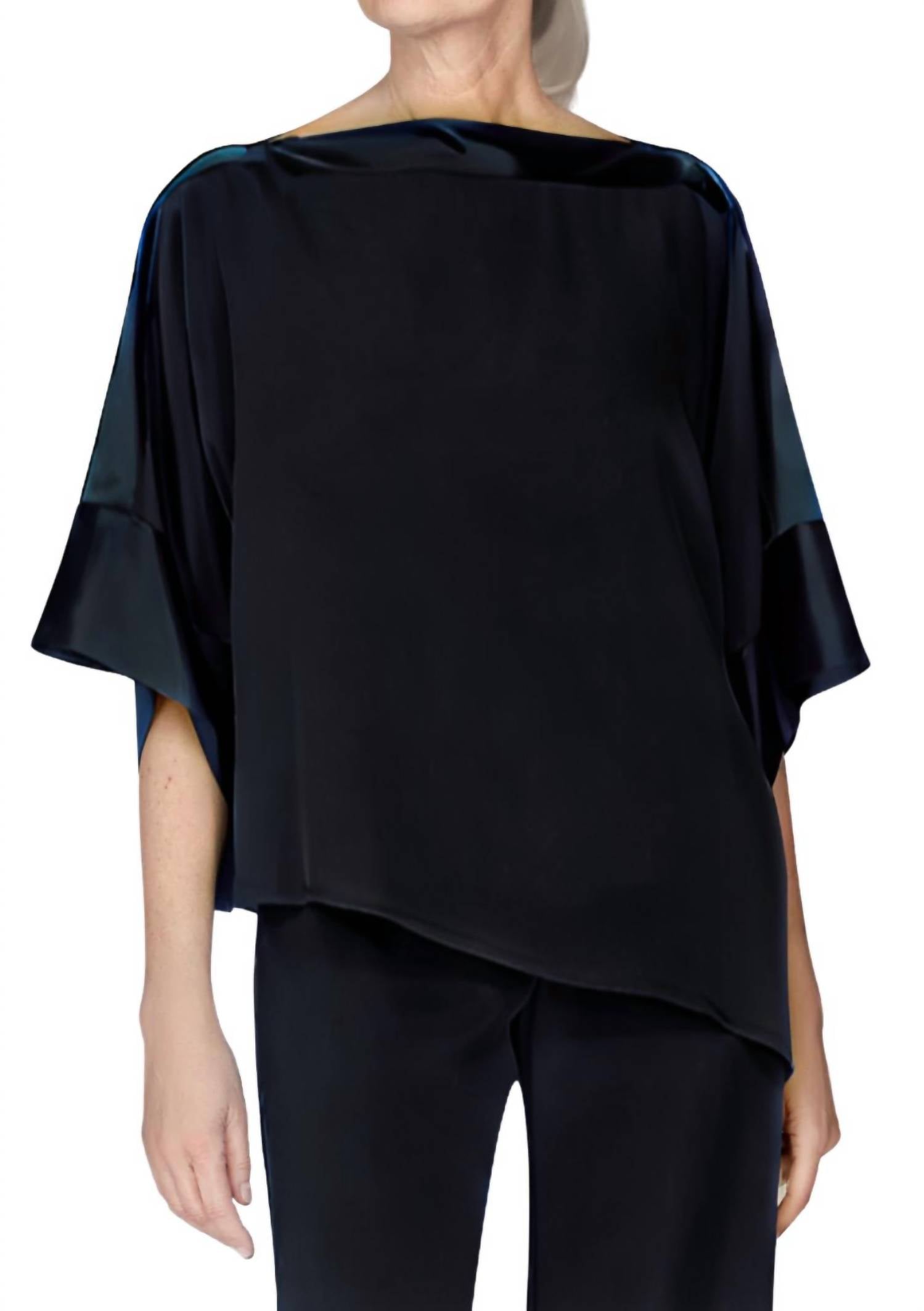 Satin Asymmetric Tunic With Satin Banding In Black
