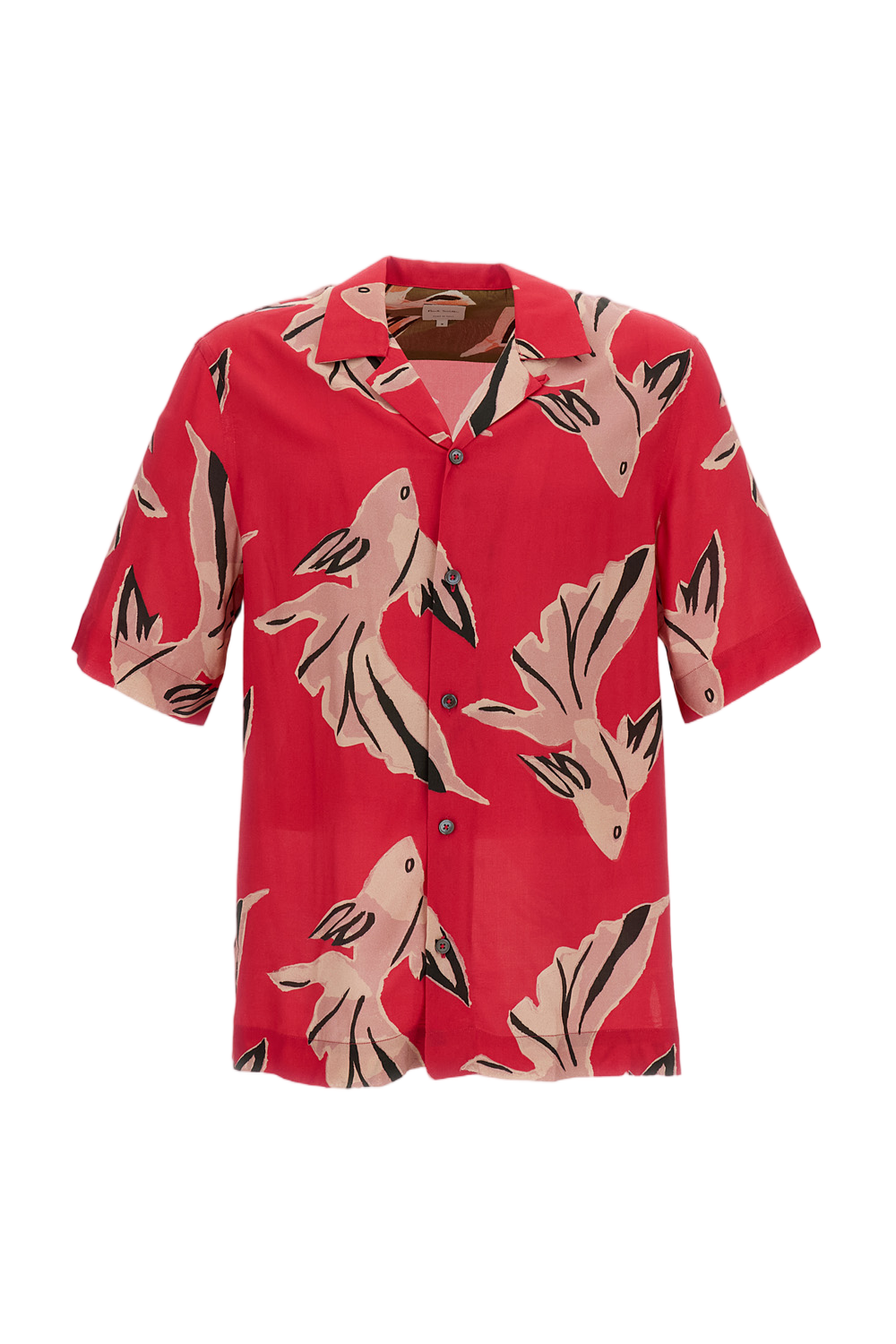 Flowing Oversized Short-Sleeve Shirt With Abstract Bird Print