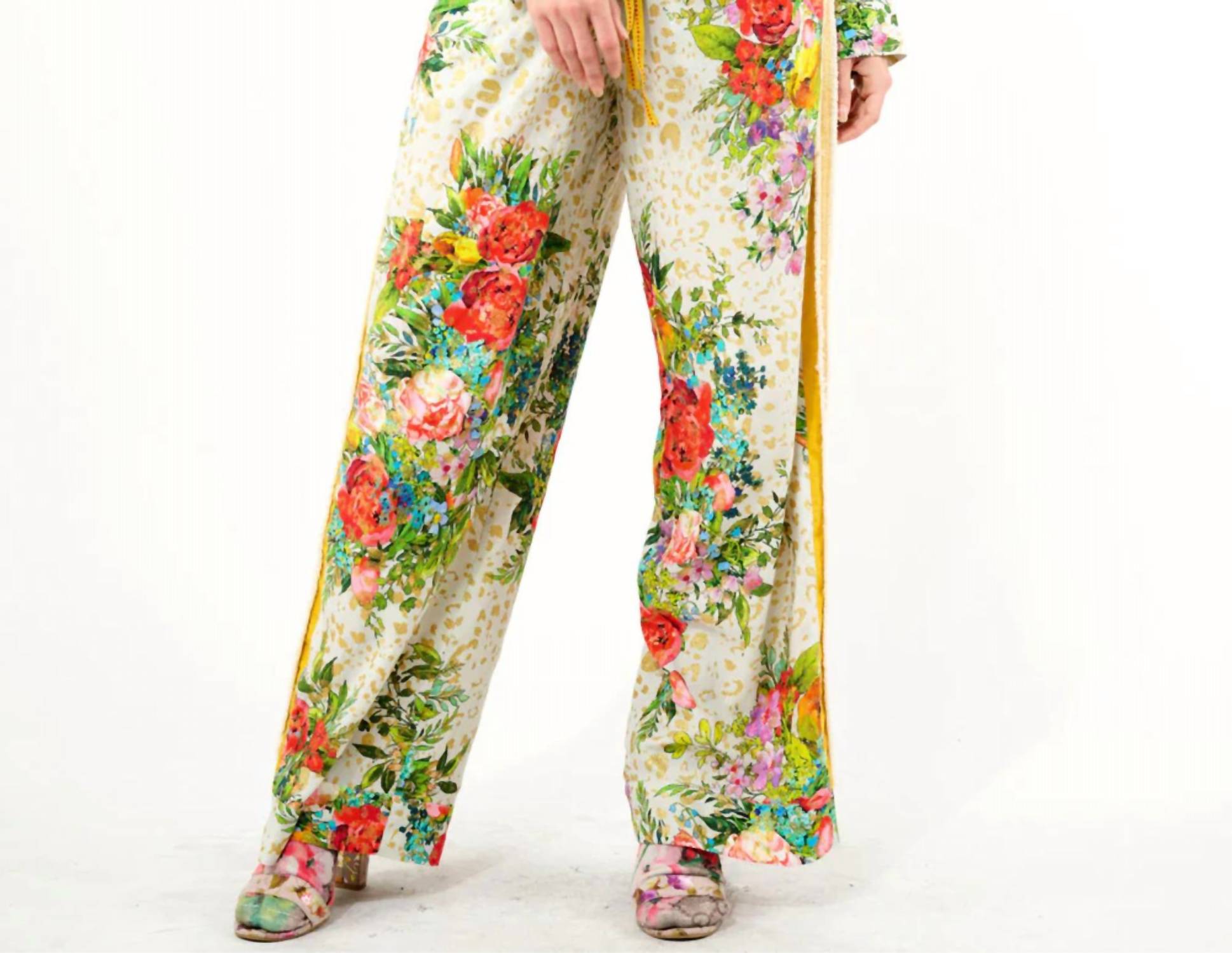 Harriet Elastic Waist Pants In Cream Floral Combo