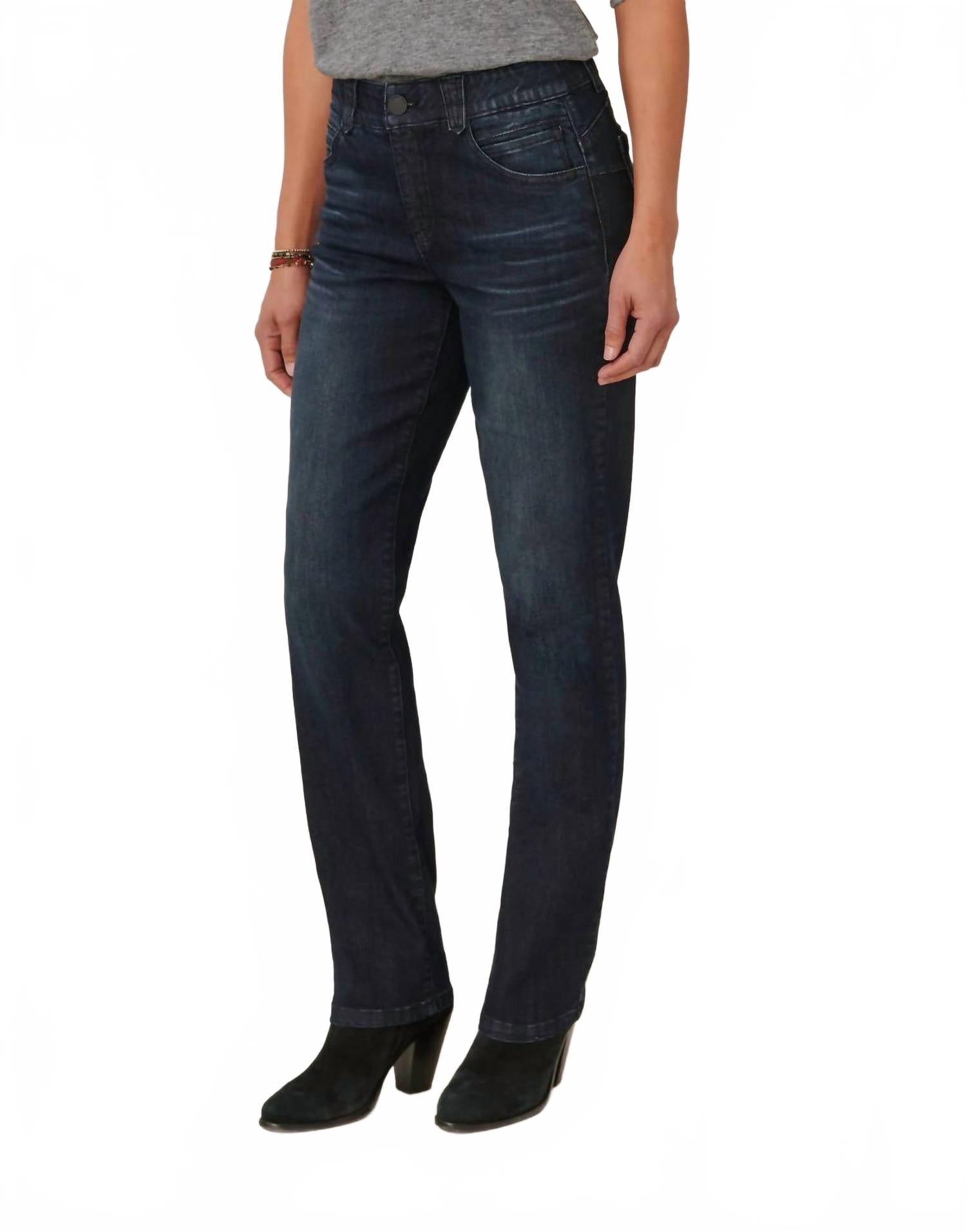 Dina Straight Leg Jeans In Dark Denim
