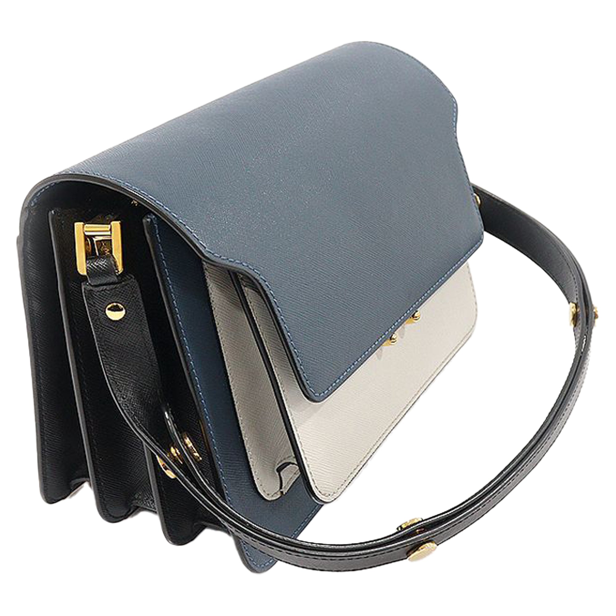 Multi Color Saffiano Gold Plated Trunk Medium Shoulder Bag