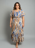 Zebra Print Smocked Waist Tiered Midi Dress