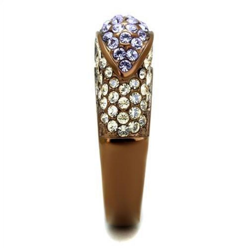 IP Coffee light Stainless Steel Ring with Top Grade Crystal in Multi Color