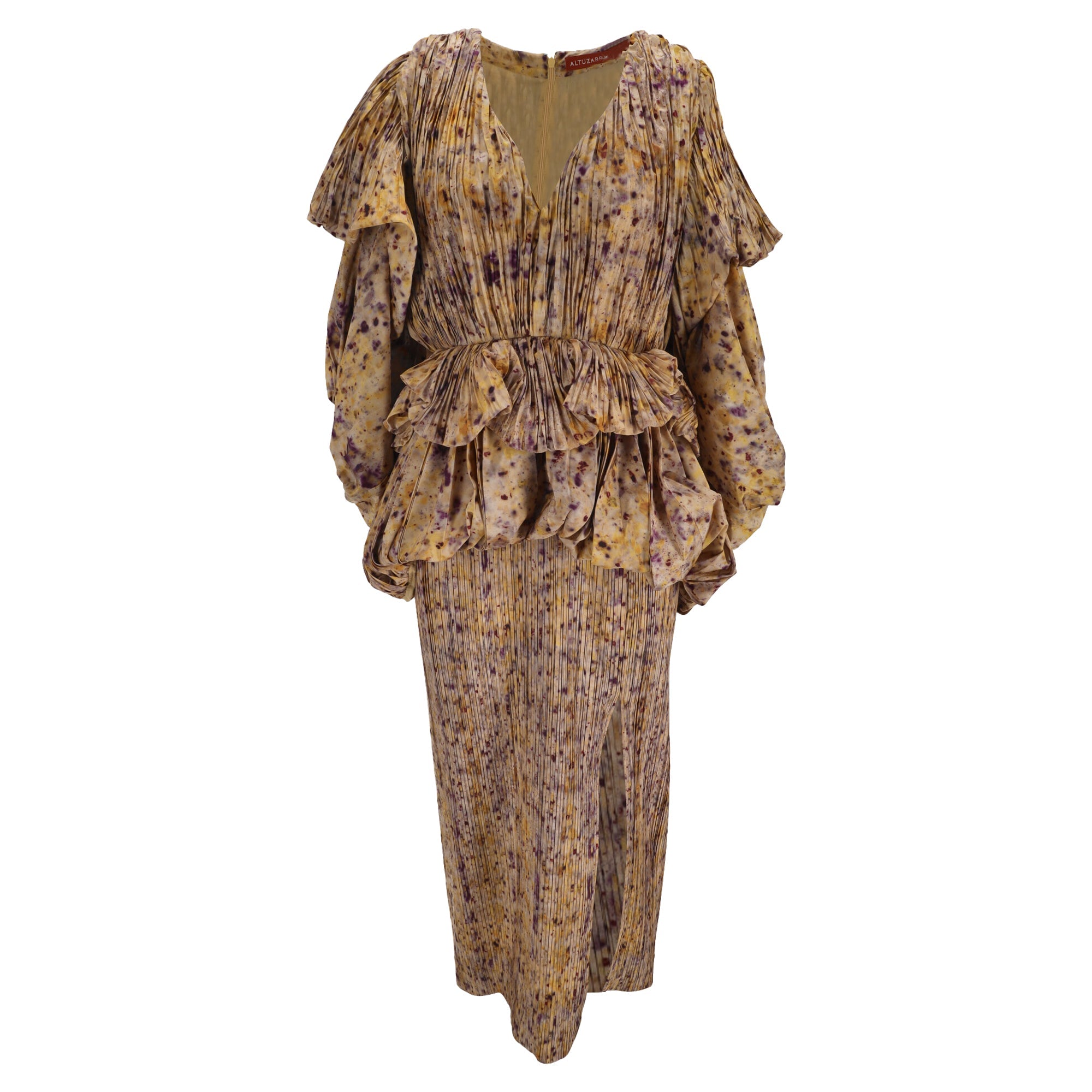 Altuzarra Papyrus Ruffled Printed Plissé-Taffeta Midi Dress in Multicolor Polyester