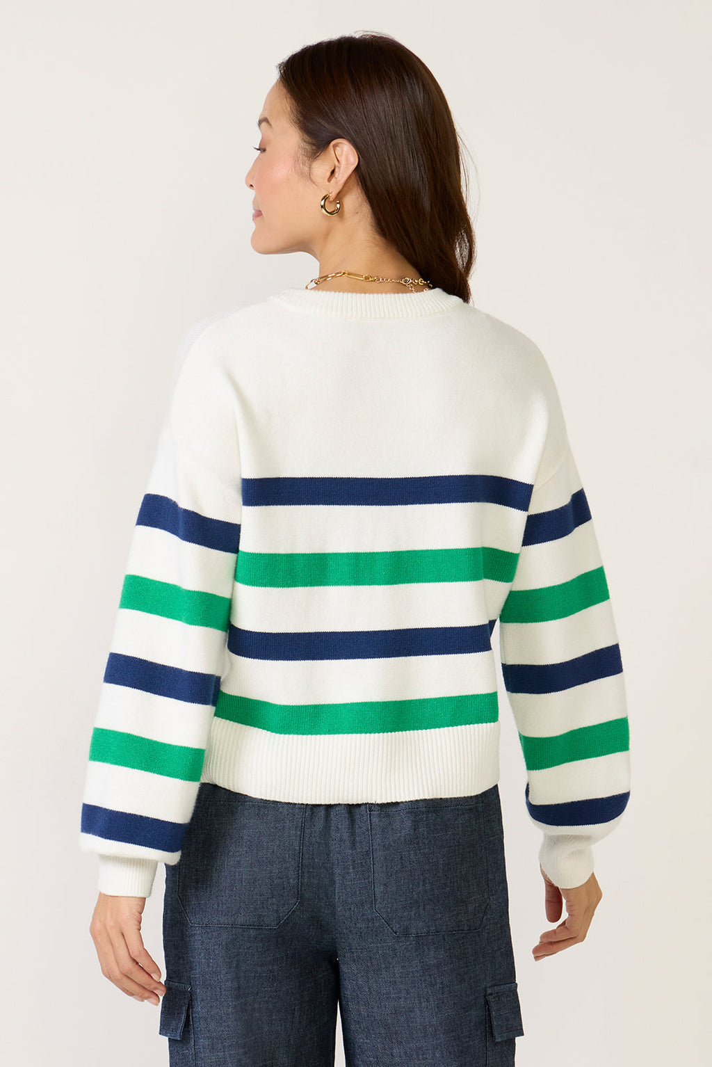 Women's Skye Volume Sleeve Striped Sweater Top
