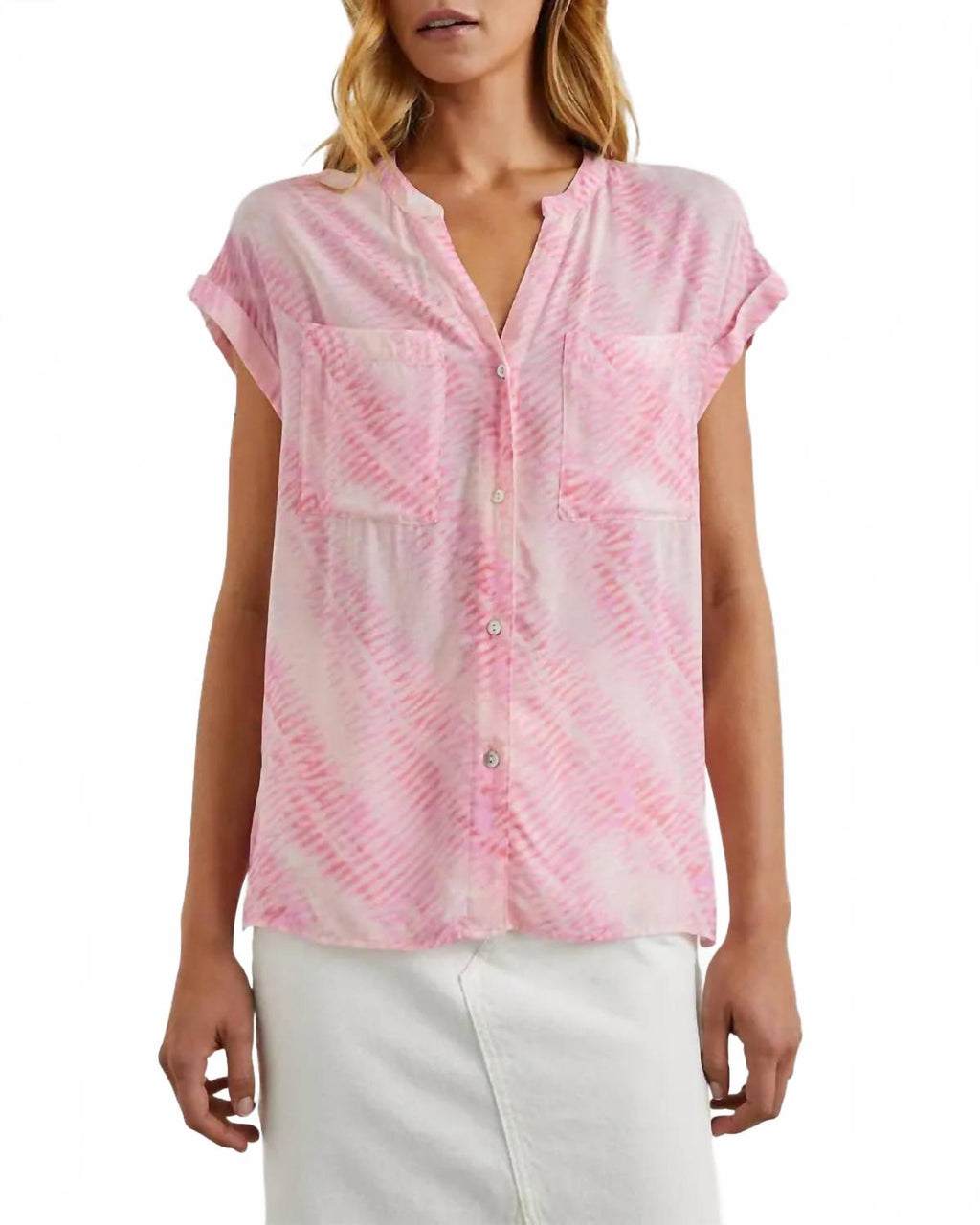 Mel Button Down Top In Pink