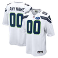 Seattle Seahawks White 50th Season Away Custom Game Jersey