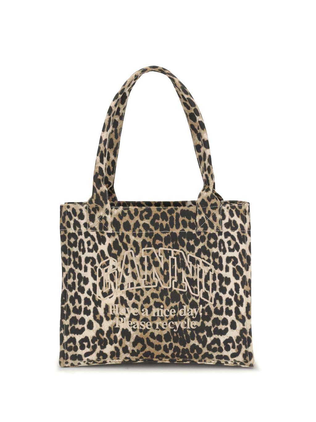 Ganni Women Leopard Print Tote Bag