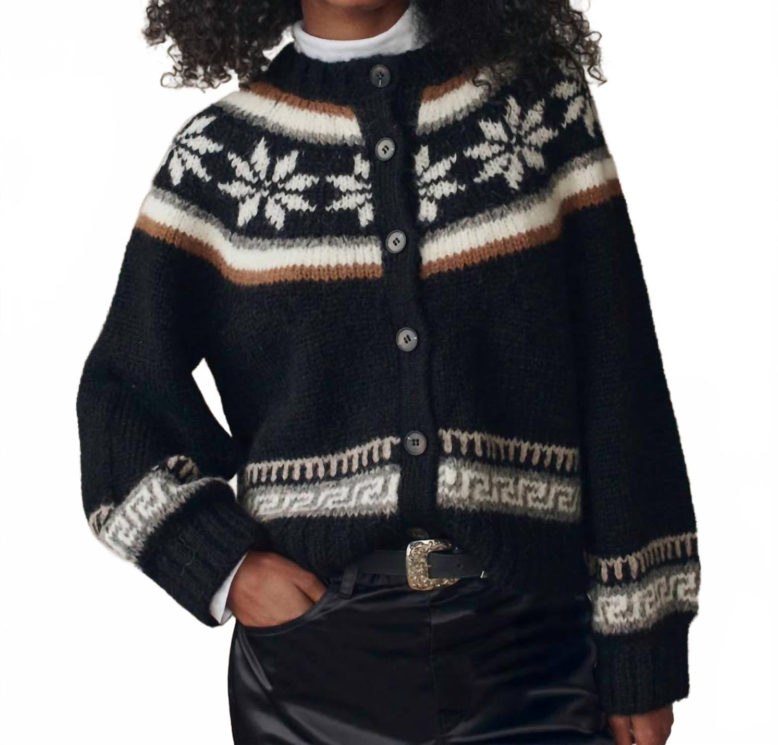 The Snowflake Ice Rink Cardigan In Black