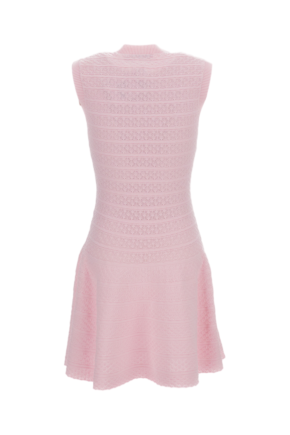 Pink Pointelle Diamante Knit Mini Dress
