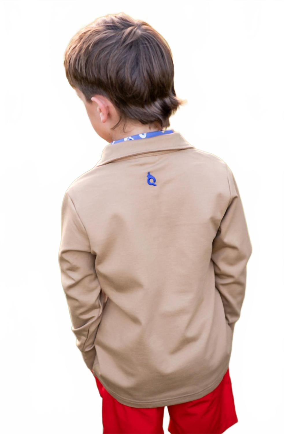 Quarter Zip Performance Pullover Top In Khaki