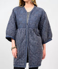 Embroidered Quilted Jacket In Indigo