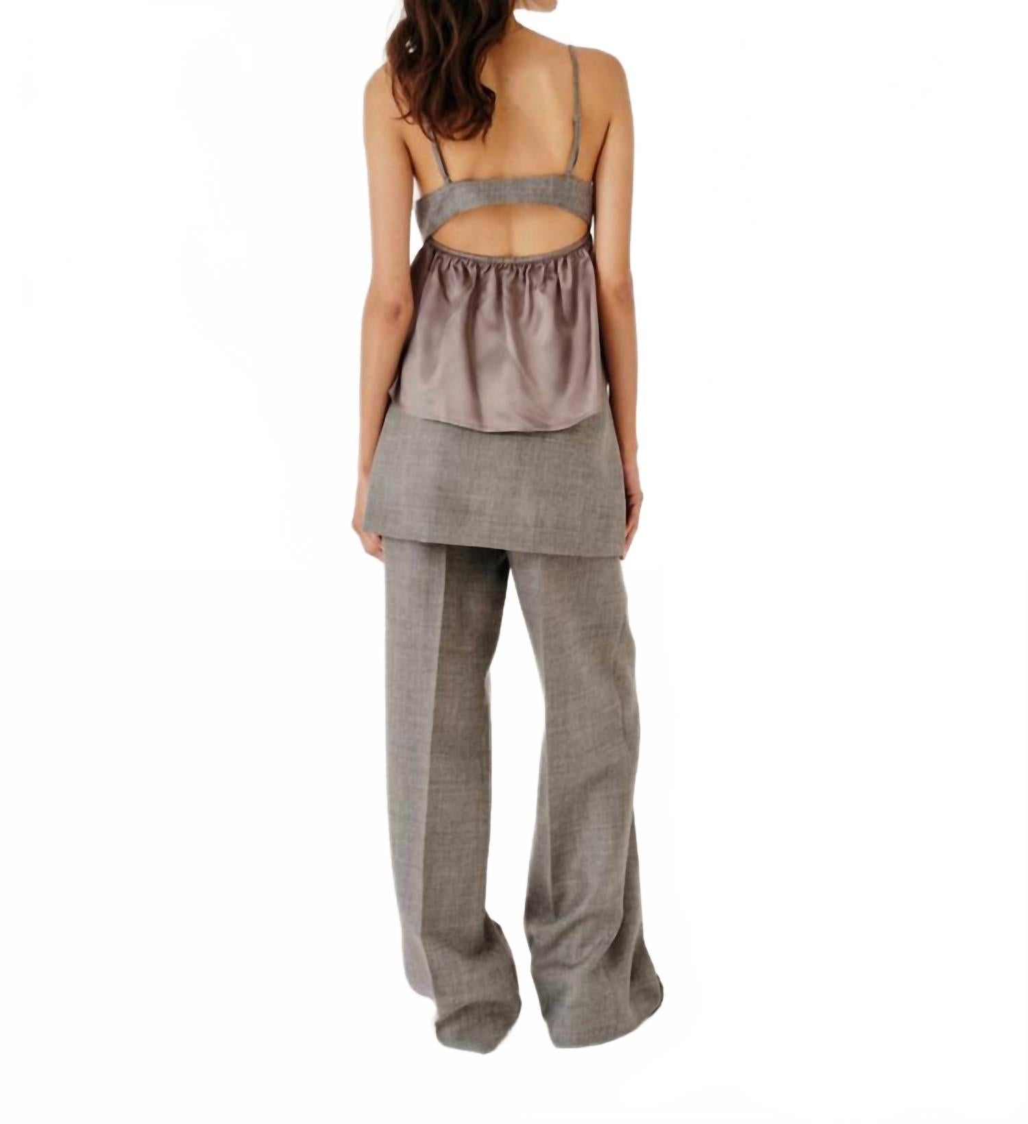 Pine Straight Leg Skirt Pants In Grey Melange