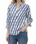 Diamond Pattern Top In White/blue