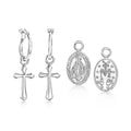 Ross-Simons Italian Sterling Silver Jewelry Set: Hoop Earrings and 2 Pairs Of Interchangeable Religious Drops