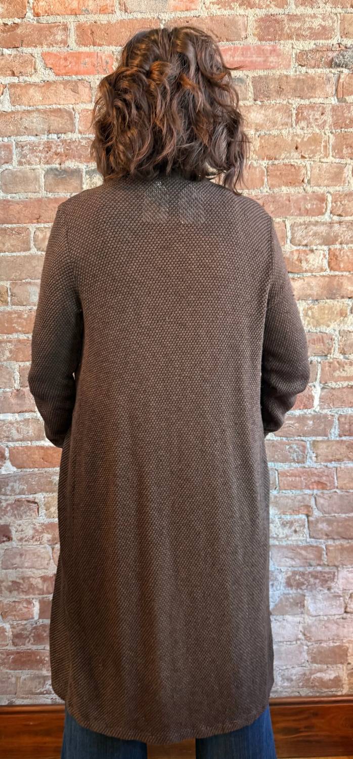 Adeline Sweater Midi Length Cardigan In Mahogany