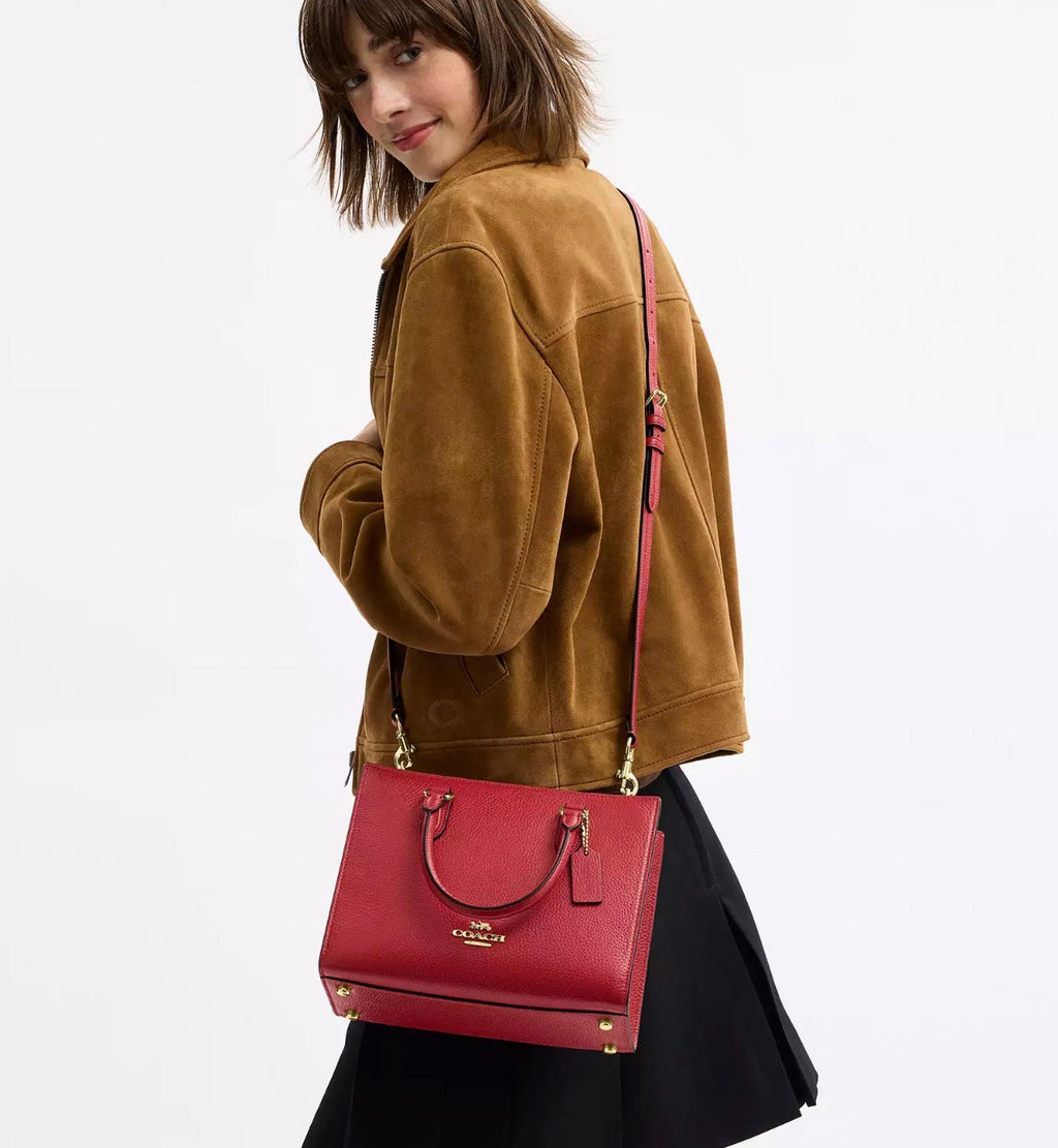 NWT Coach Maggie Small Tote Convertible Leather Bag In Red