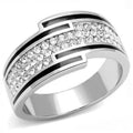 High polished (no plating) Stainless Steel Ring with Top Grade Crystal in Clear