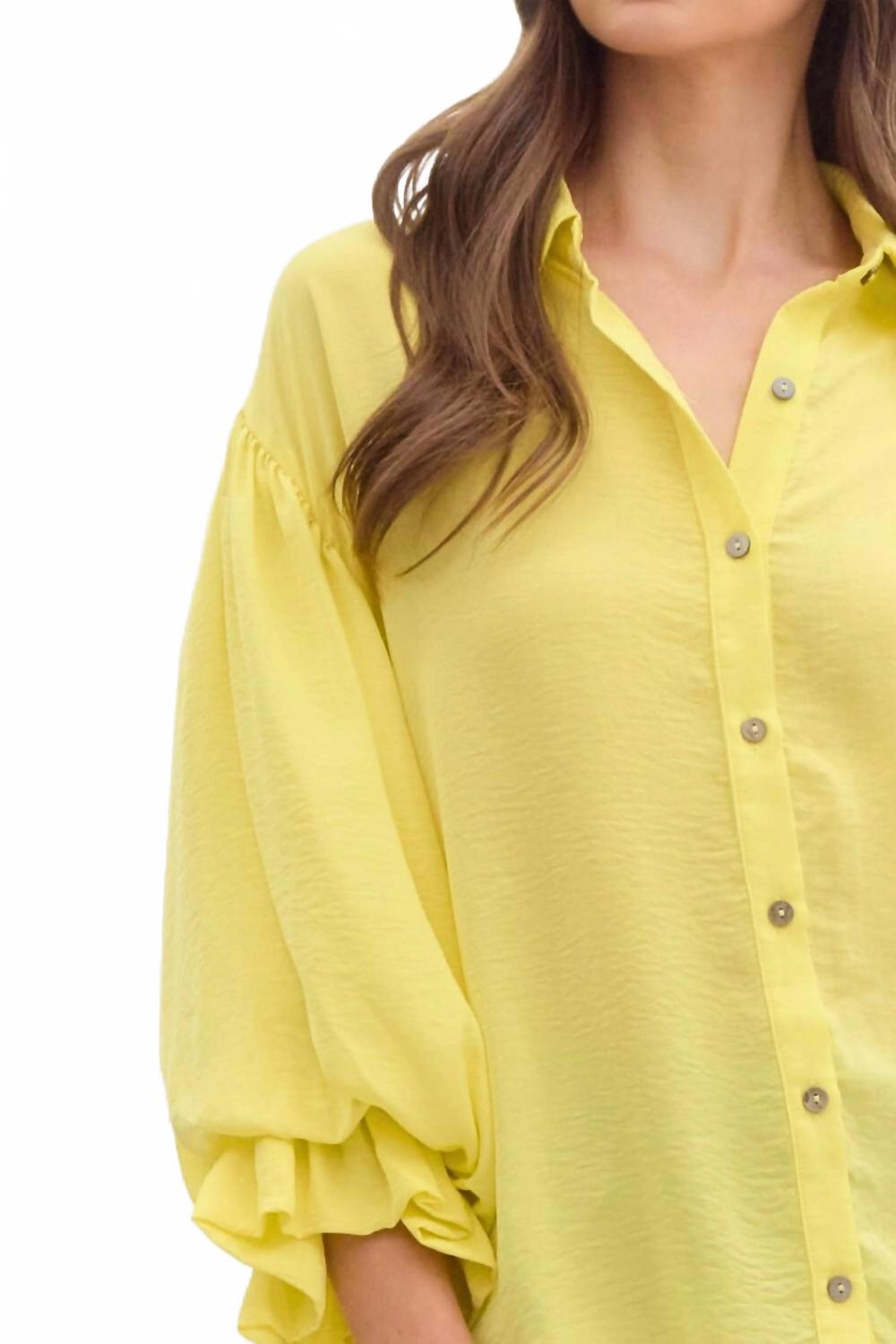 Aria Lemon Breeze Blouse In Yellow