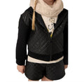 Girls Combined Quilted Jacket In Black