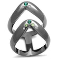 IP Light Black Stainless Steel Ring with Top Grade Crystal in Multi Color