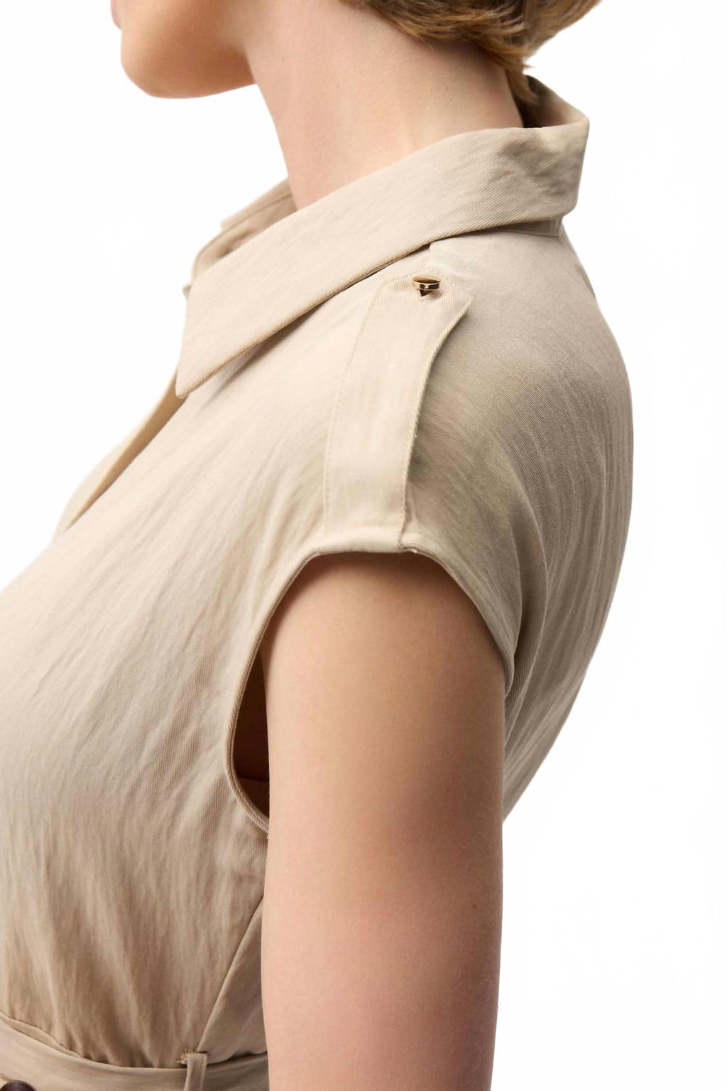 Textured Woven Shirt Dress In Parchment