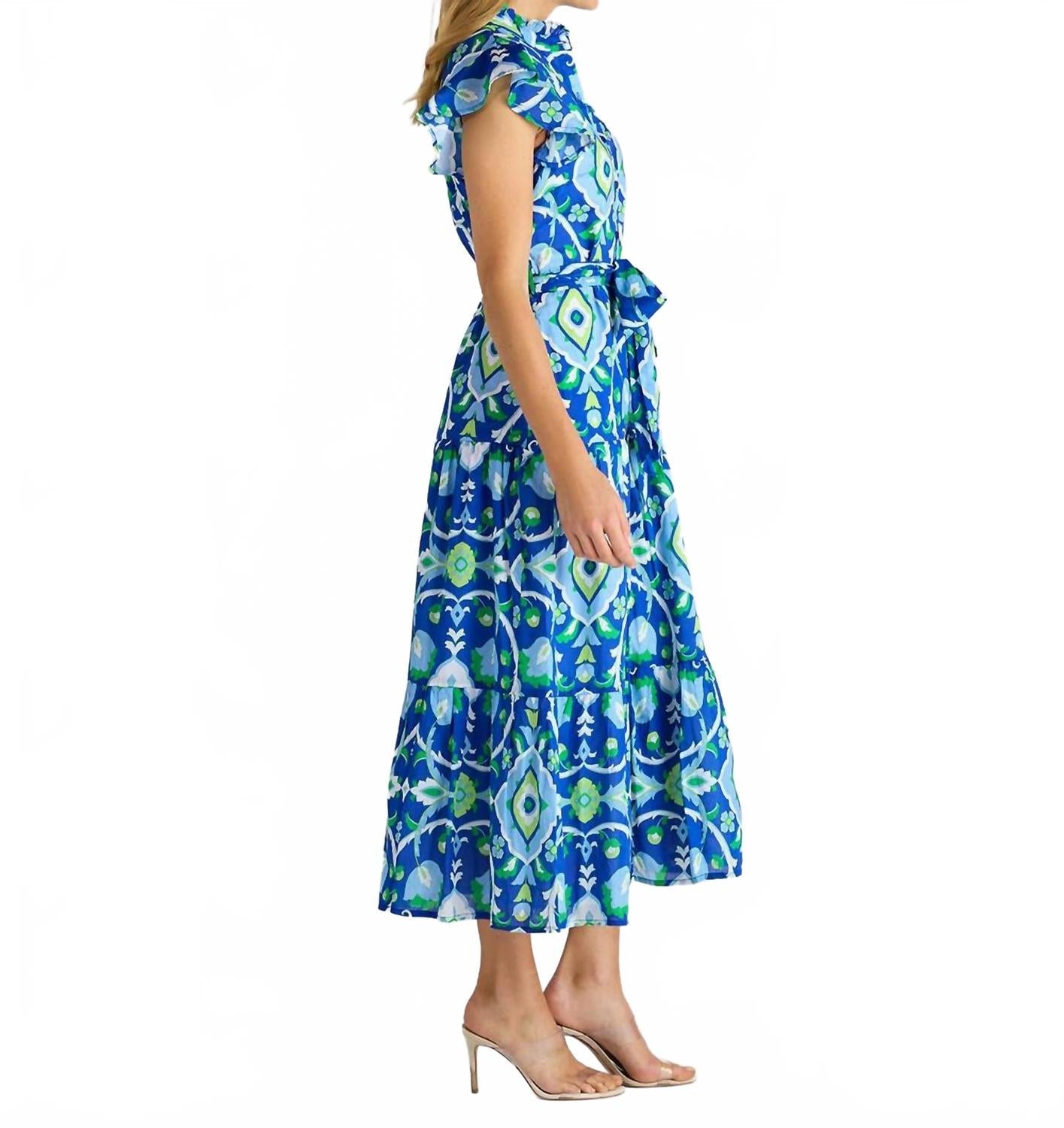 Mirabella Midi Dress In Garden Cobalt