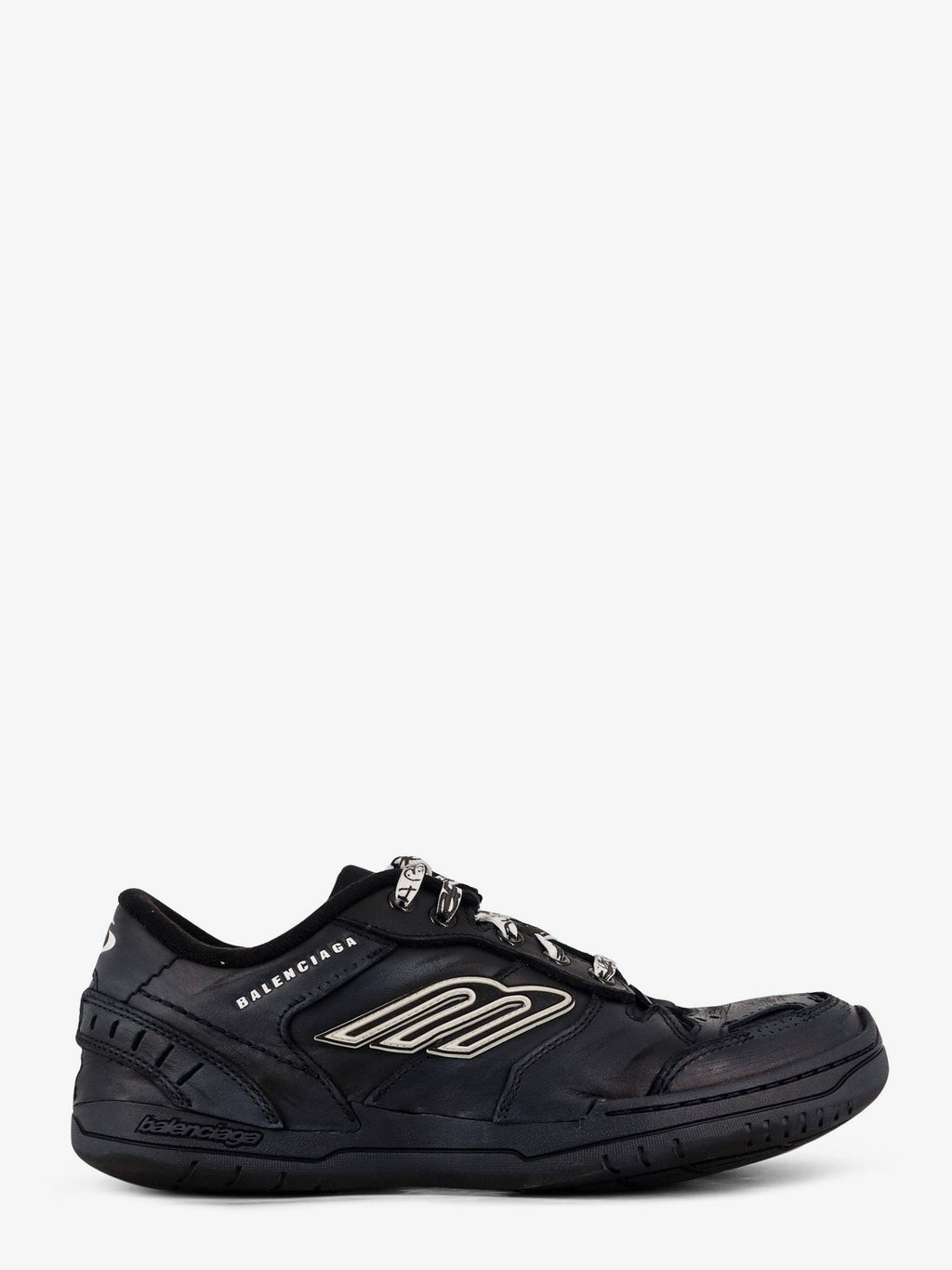 Balenciaga Men Hamptons Worn-Out Low-Top Leather Sneakers