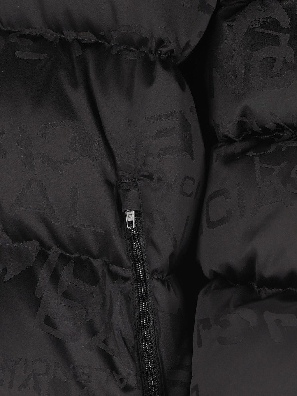 Balenciaga Men Nylon Down Jacket With All-Over Lettering Logo