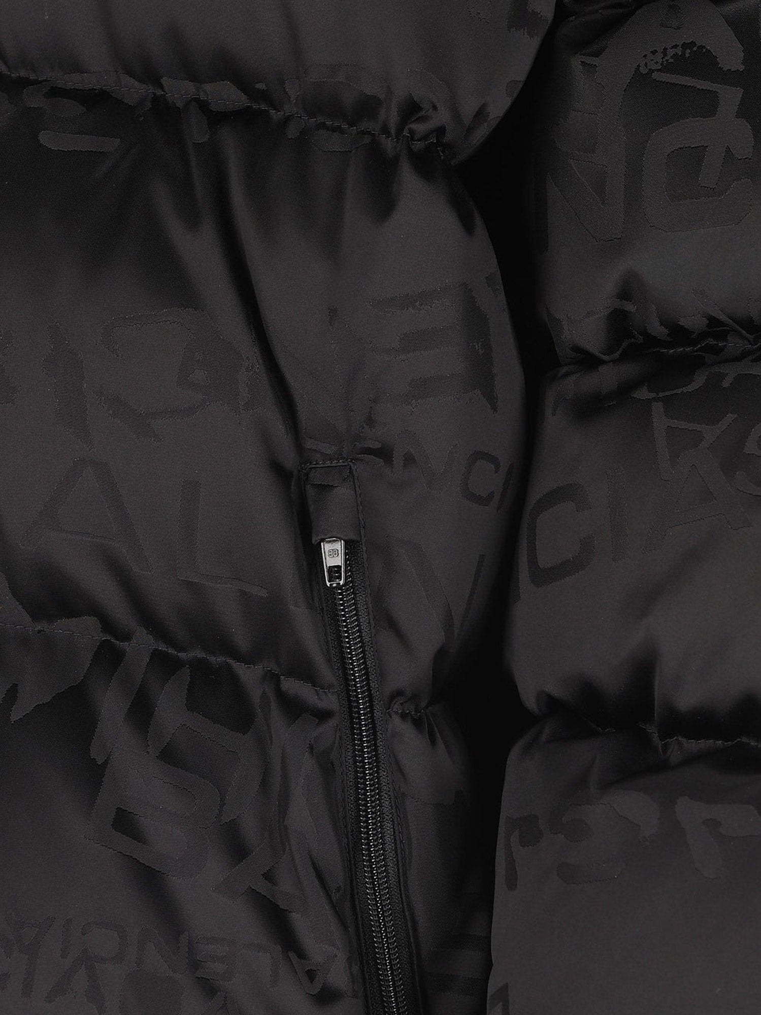 Balenciaga Men Nylon Down Jacket With All-Over Lettering Logo