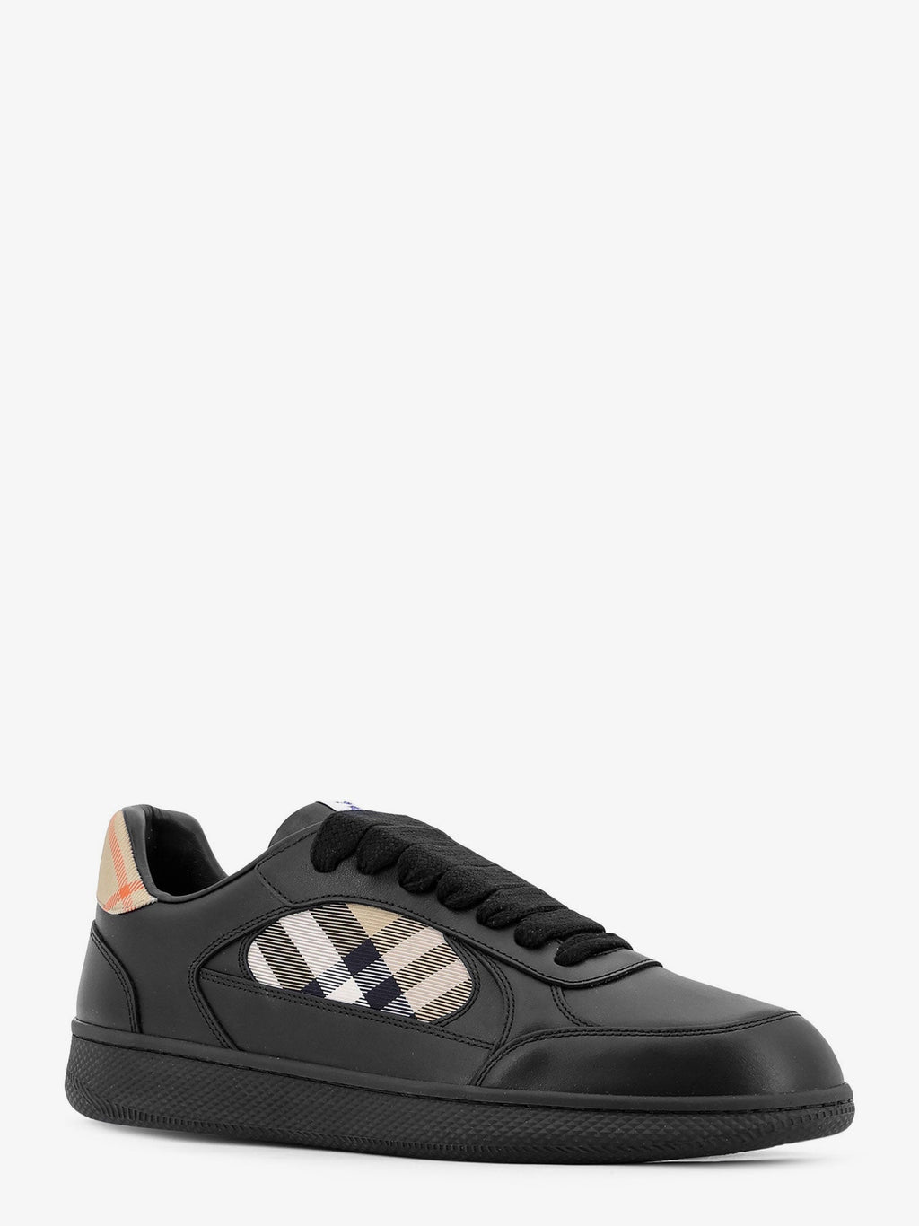 Burberry Men Leather Sneakers With Traditional Check Inserts