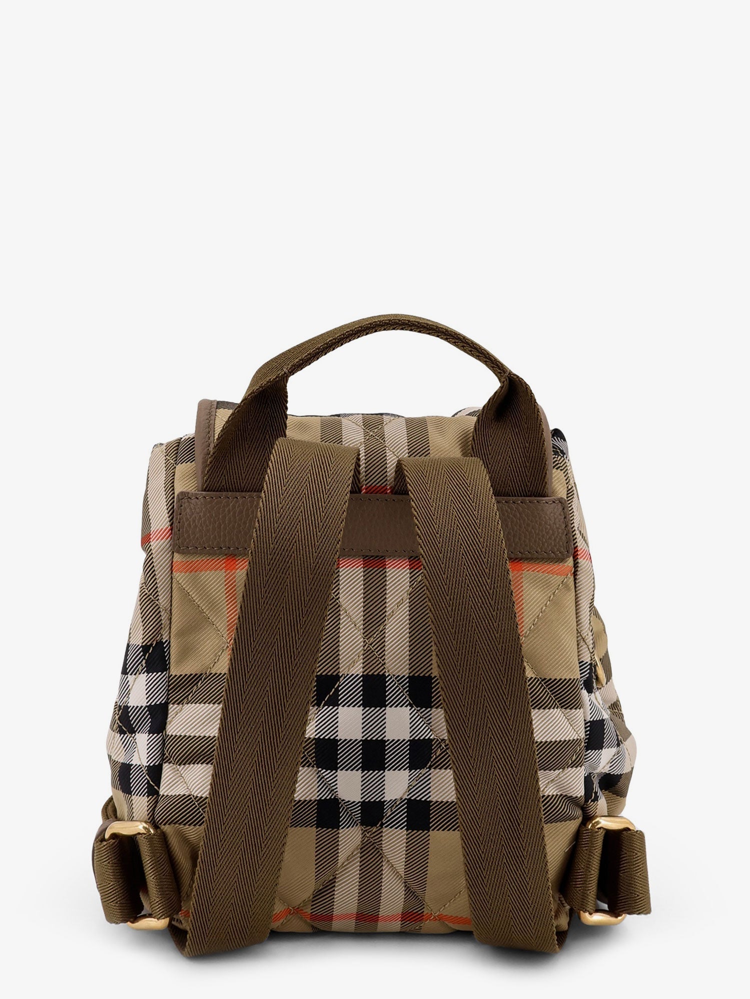 Burberry Women Horseshoe Nylon Backpack With Check Pattern