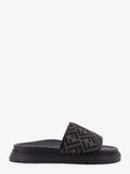 Fendi Men Low Leather Sandals With Ff Jacquard Insert
