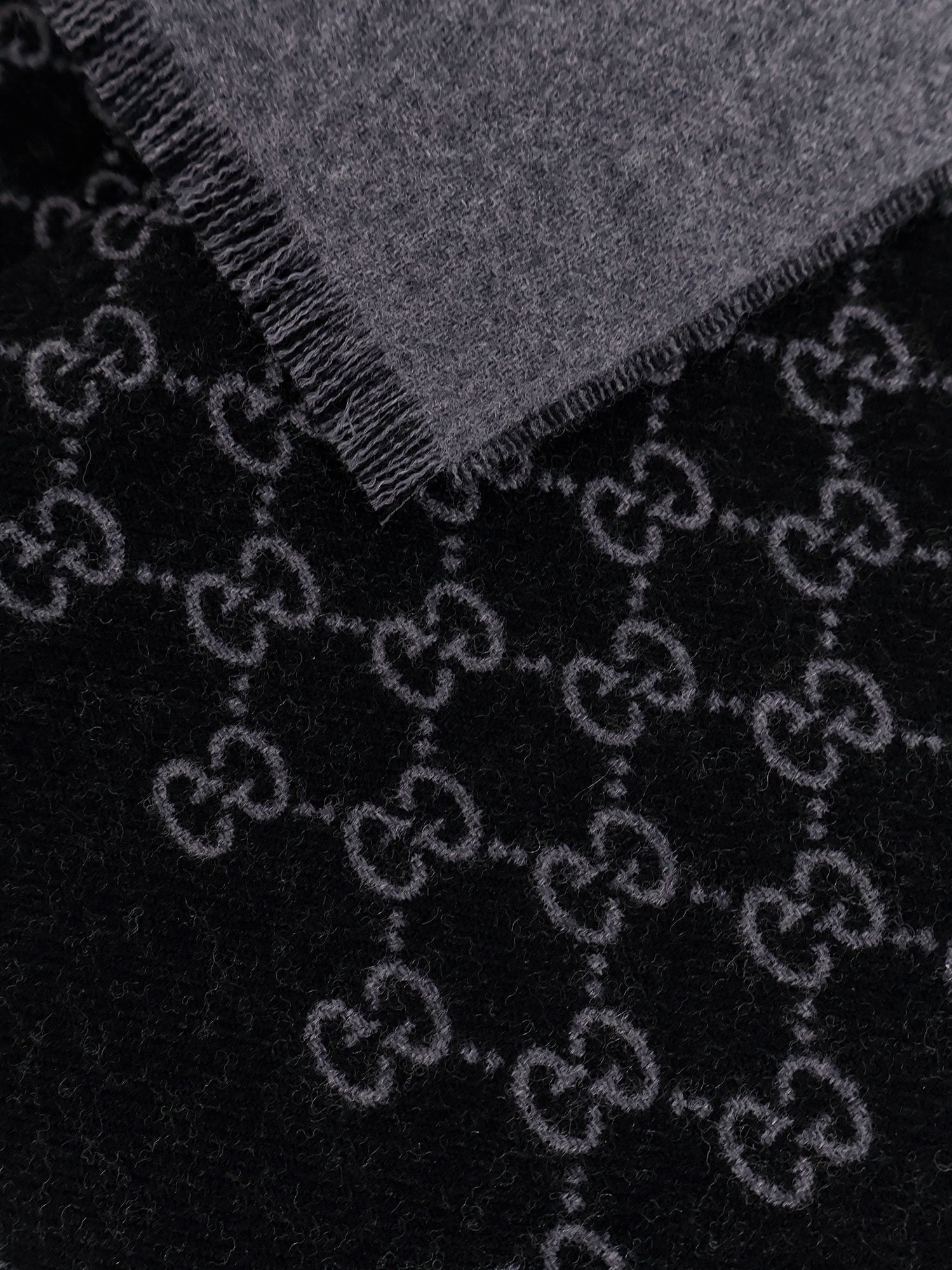 Gucci Men Double Wool Jacquard Scarf With Gg Motif