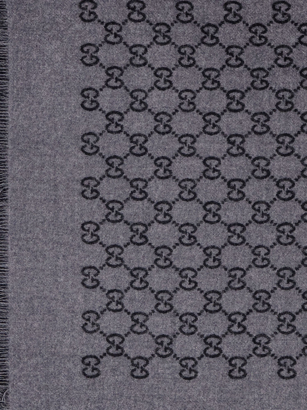 Gucci Men Double Wool Jacquard Scarf With Gg Motif