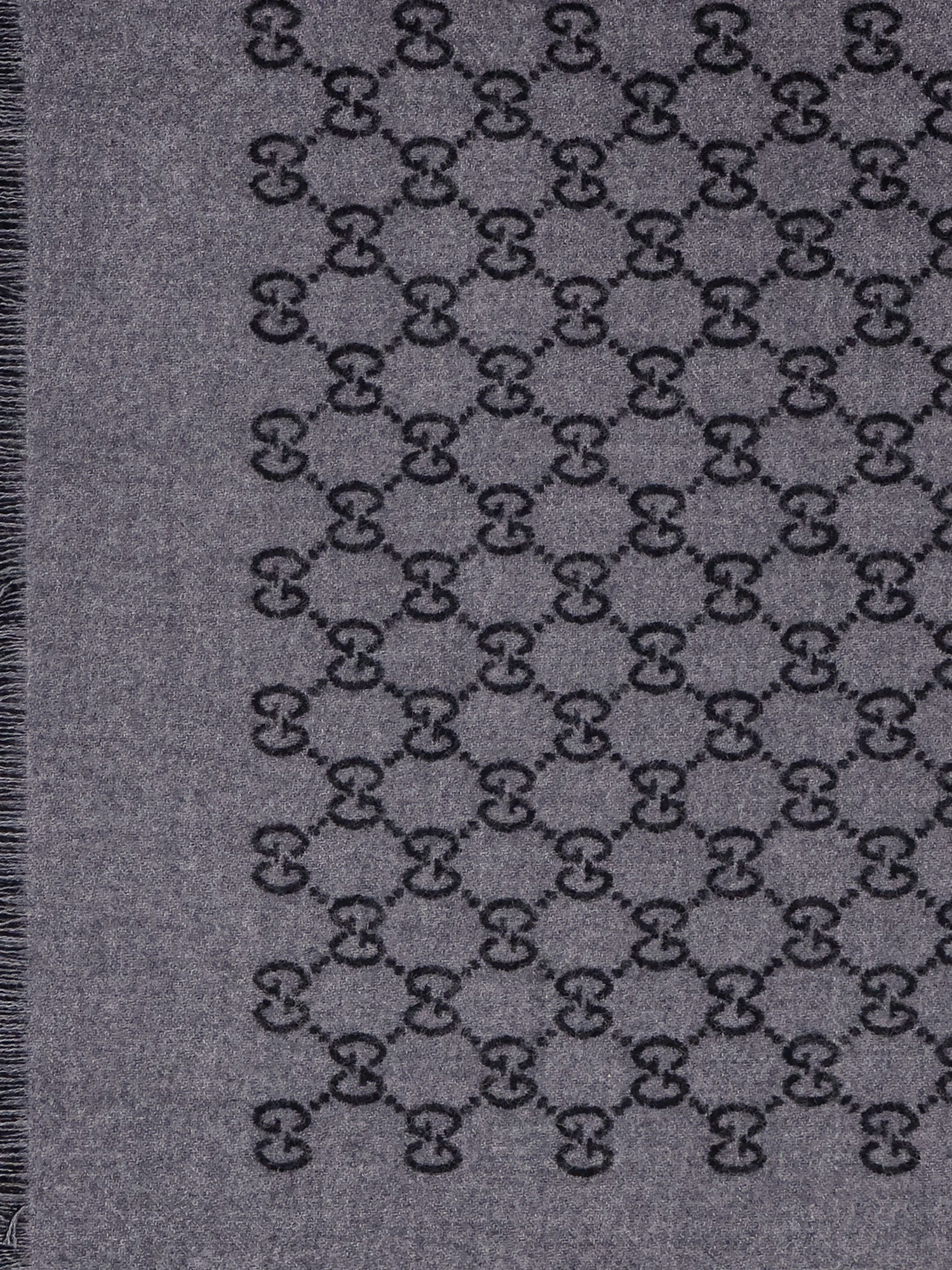 Gucci Men Double Wool Jacquard Scarf With Gg Motif