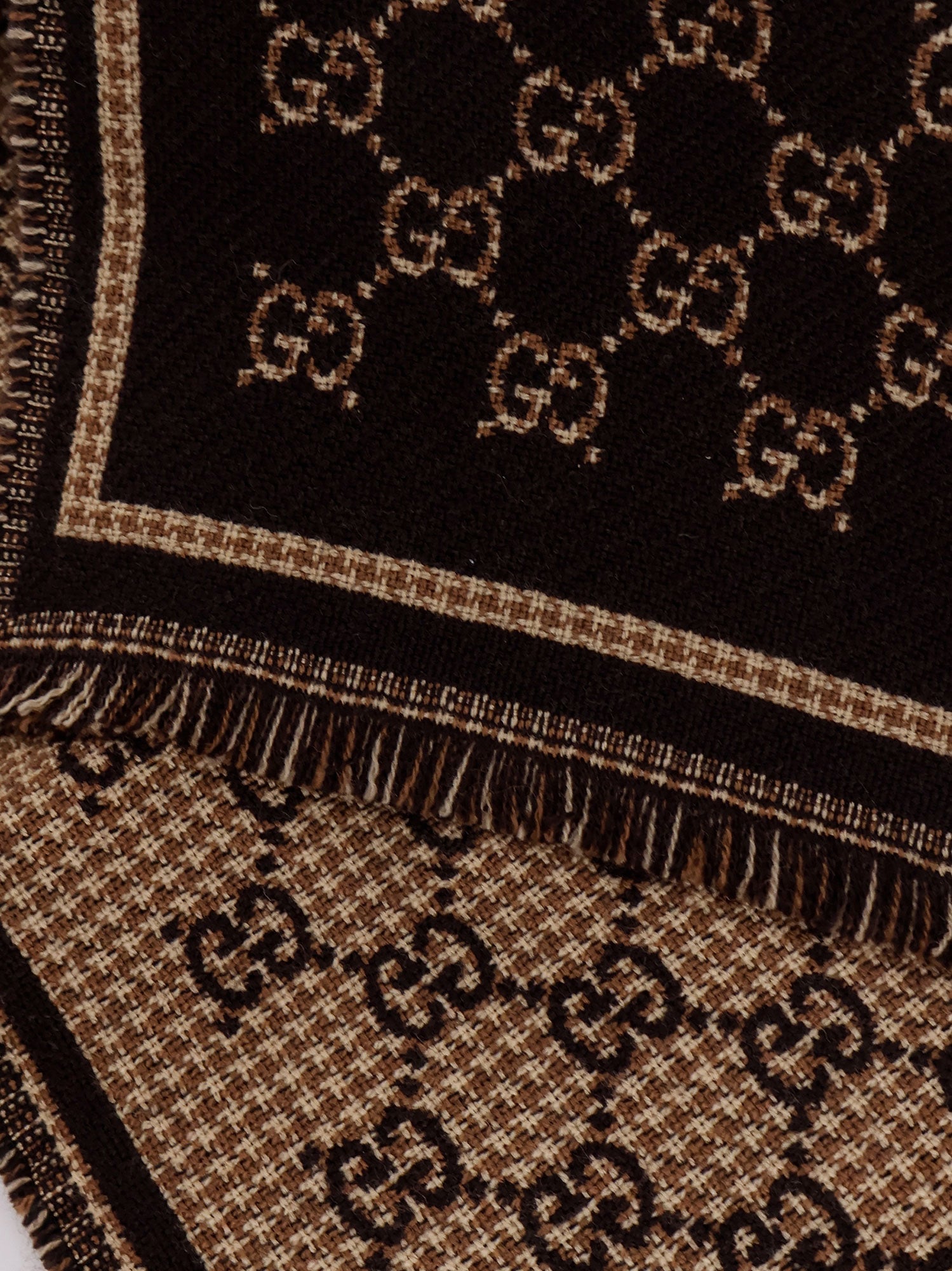 Gucci Men Gg Wool Jacquard Scarf