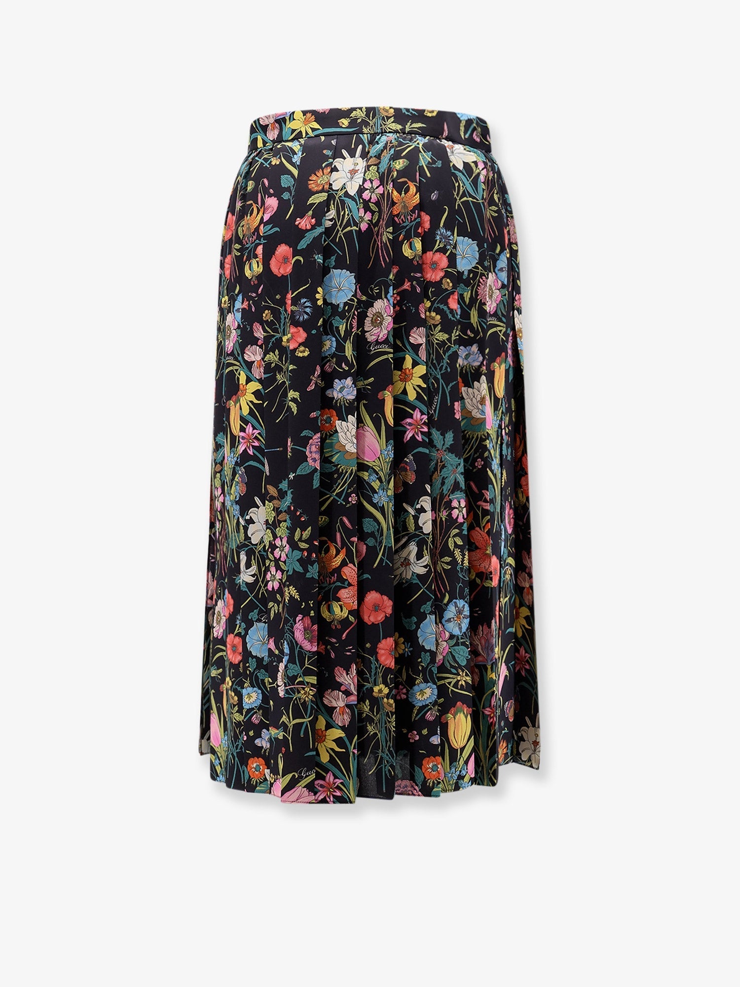 Gucci Women Silk Midi Skirt With Floral Print