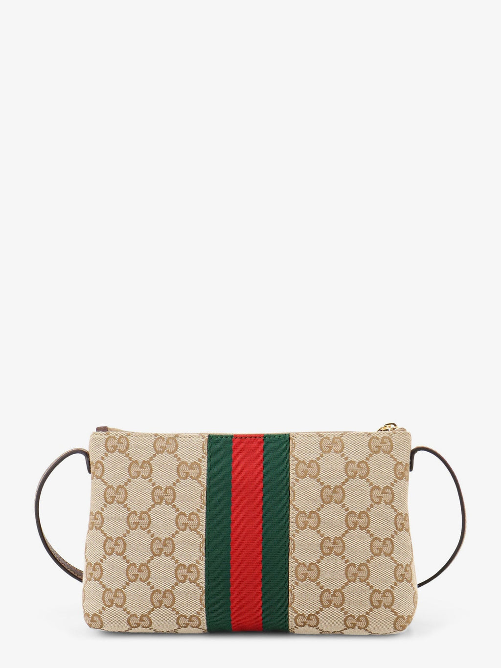 Gucci Women Gg Fabric Crossbody With Nastro Web Detail On The Front