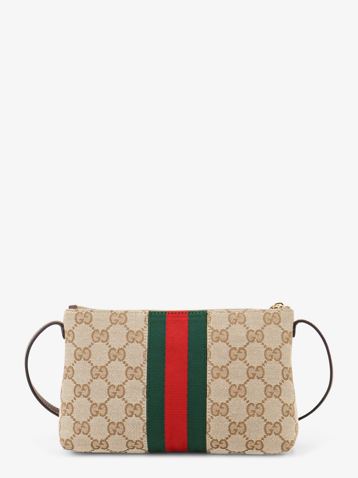 Gucci Women Gg Fabric Crossbody With Nastro Web Detail On The Front