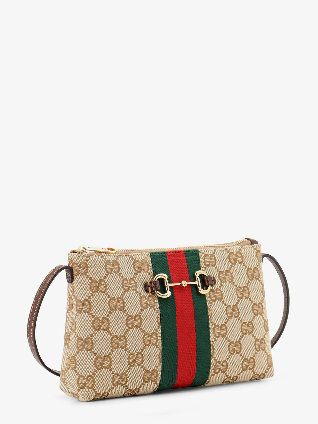 Gucci Women Gg Fabric Crossbody With Nastro Web Detail On The Front