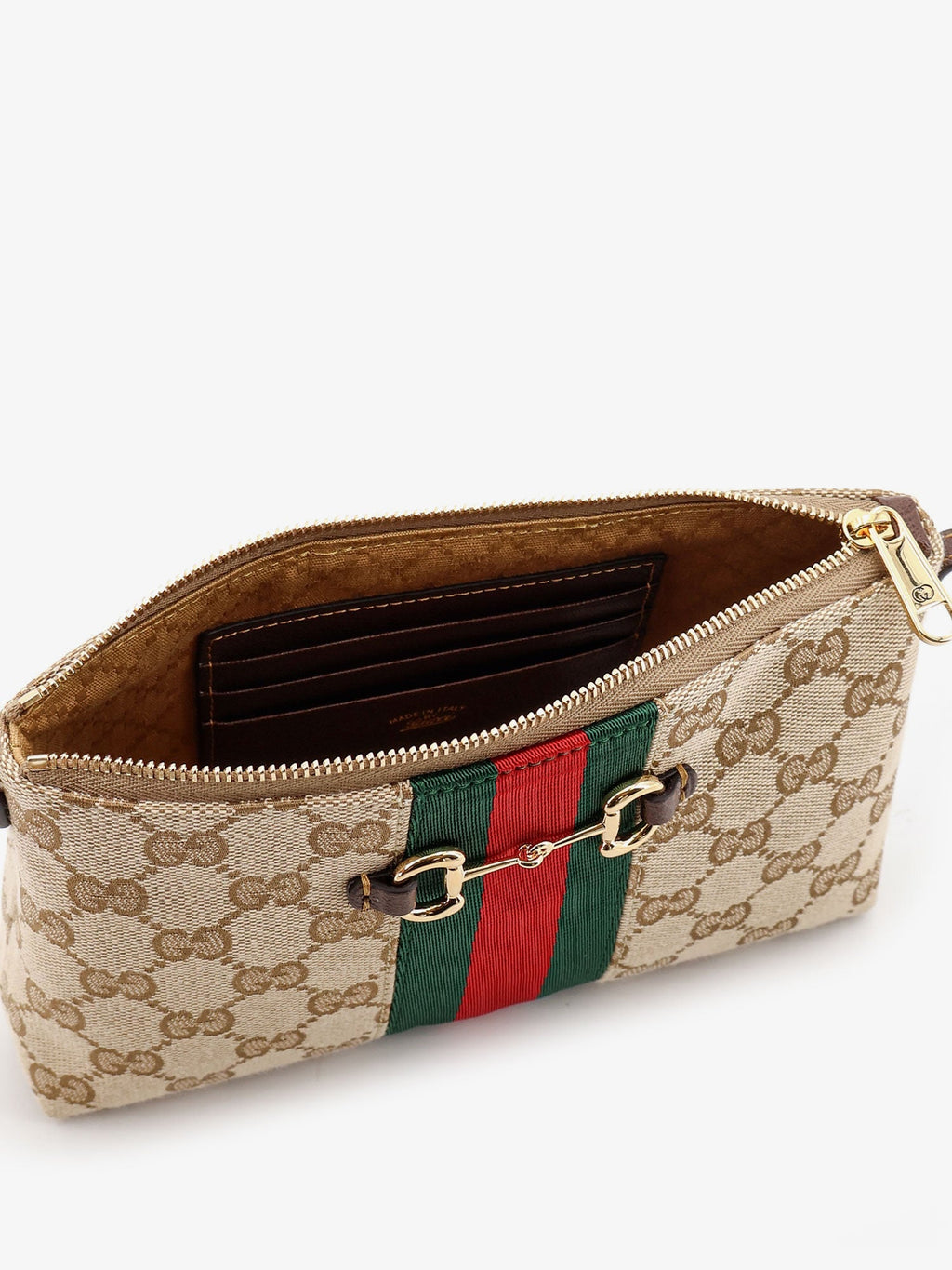 Gucci Women Gg Fabric Crossbody With Nastro Web Detail On The Front