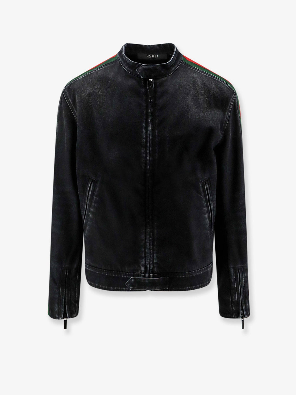 Gucci Men Black Denim Jacket Certified Cotton Jacket With A Faded Effect