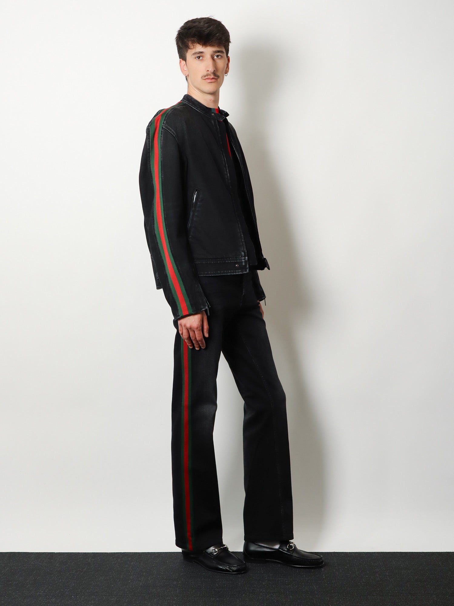 Gucci Men Black Denim Jacket Certified Cotton Jacket With A Faded Effect
