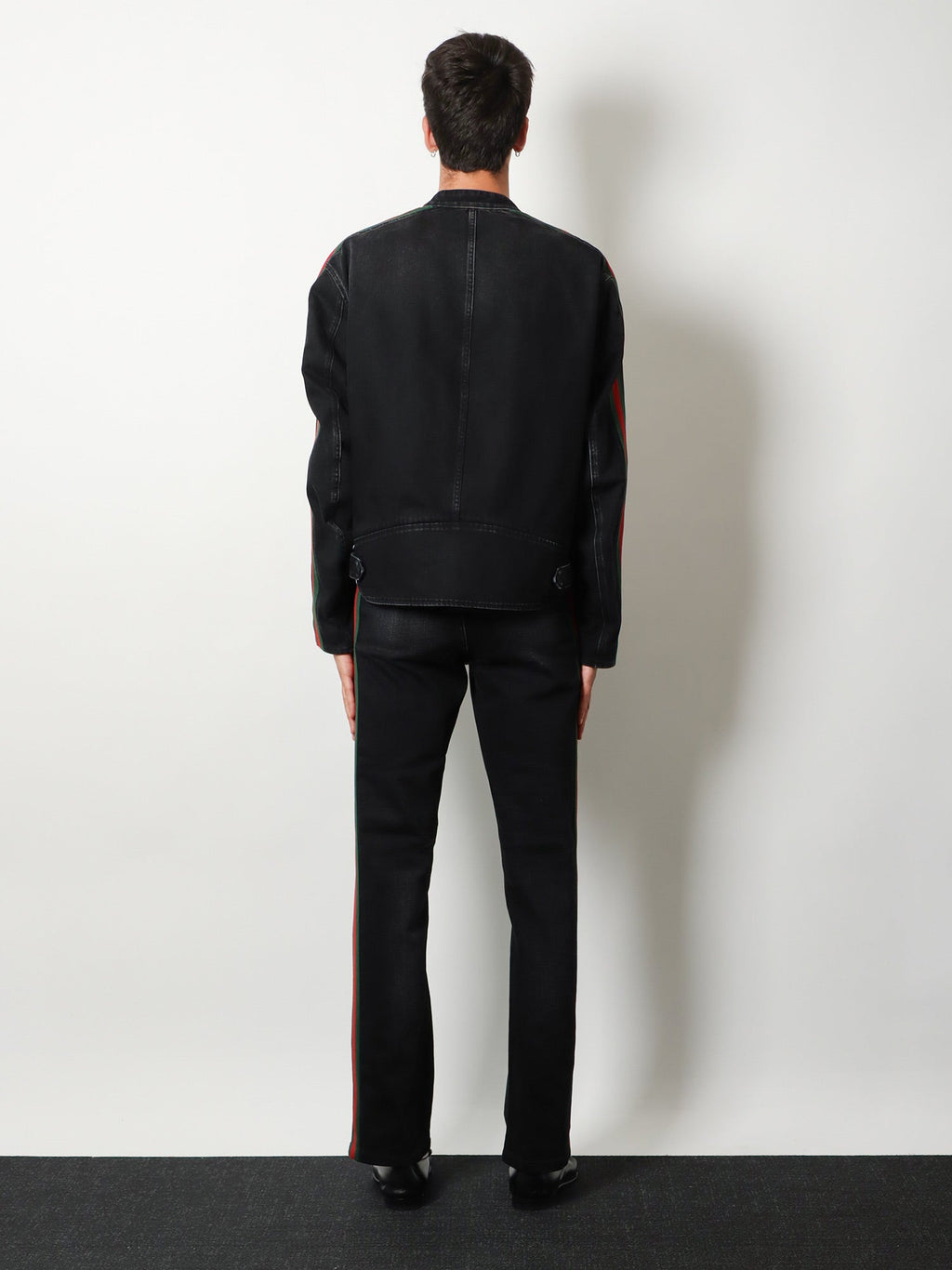 Gucci Men Black Denim Jacket Certified Cotton Jacket With A Faded Effect