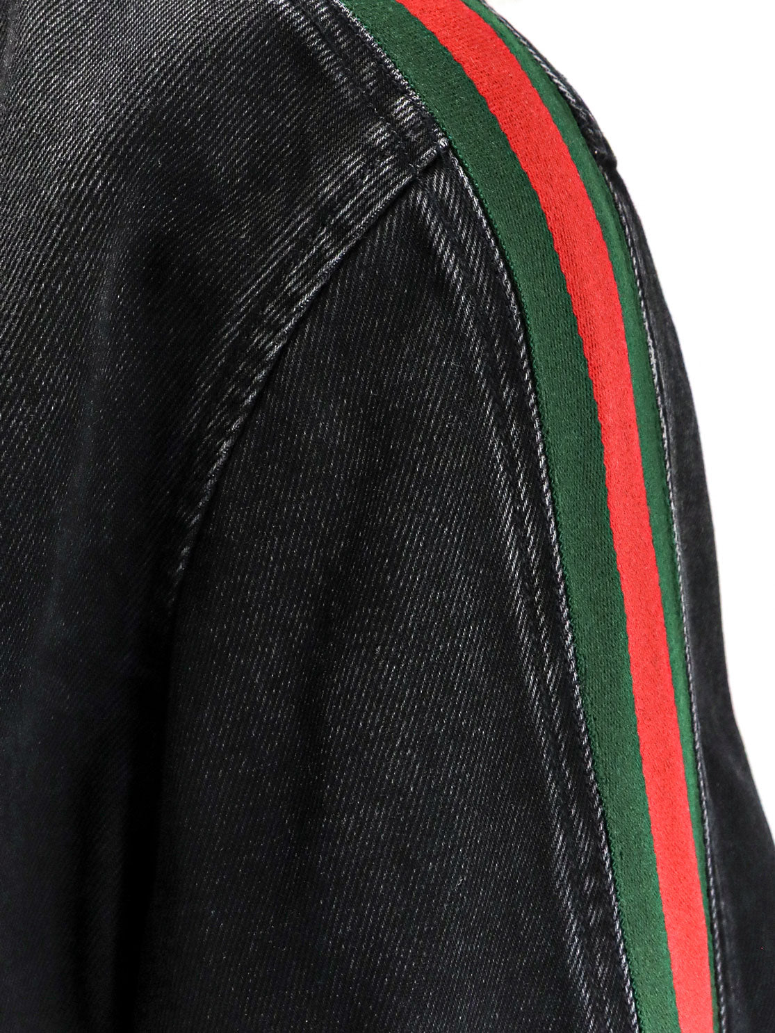 Gucci Men Black Denim Jacket Certified Cotton Jacket With A Faded Effect