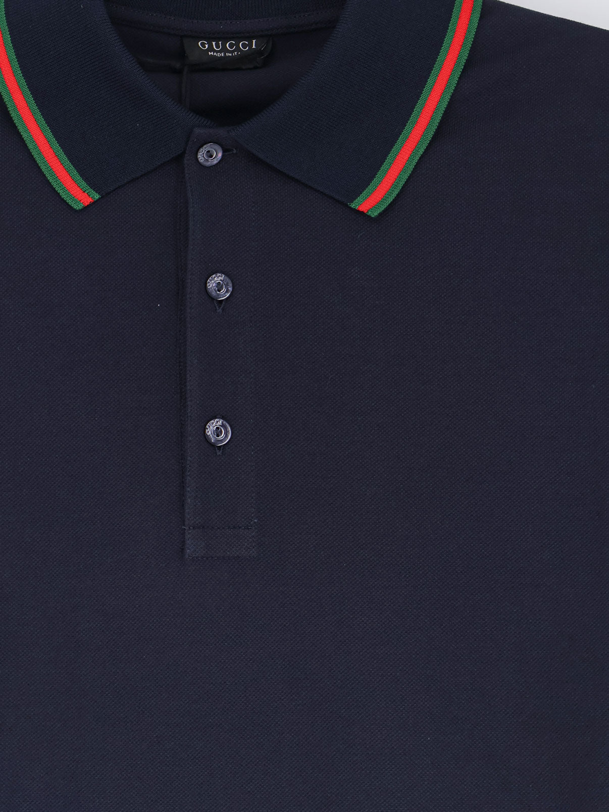 Gucci Men Cotton Polo With Nastro Web Detail On The Collar