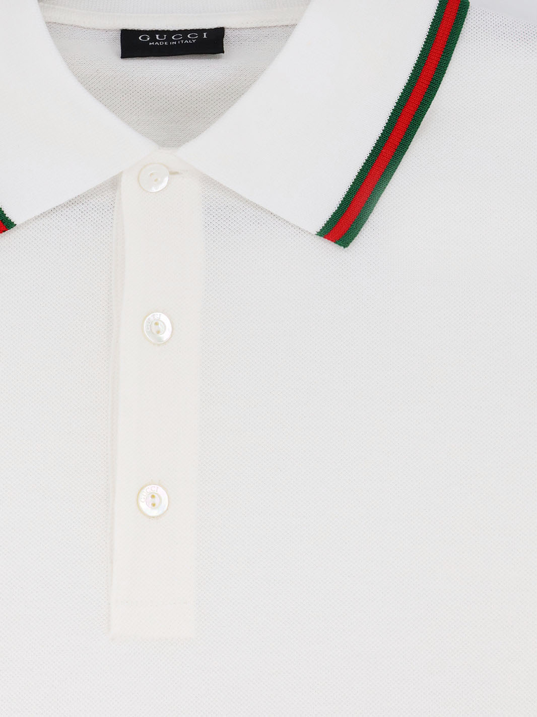 Gucci Men Cotton Polo Shirt With Nastro Web Detail On The Collar